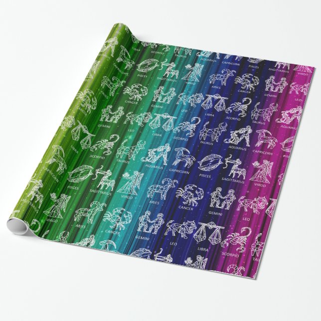 Regalo Papel de envolvimiento de Rótulo zodiaco (arcoiris (Desenrollado)