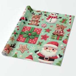 Regalo papel de envolvimiento de rudolf y santa
