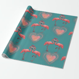 Regalo Papel de envolvimiento de San Valentín - Flamingo 