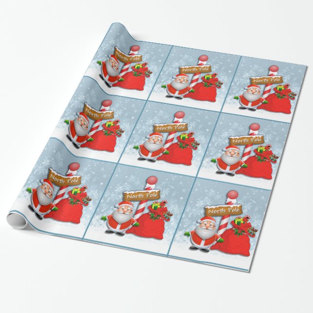 Regalo Papel de envolvimiento de Santa Pole Norte (Desenrollado)