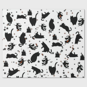 Regalo Papel de envolvimiento de silueta de bruja, gato y