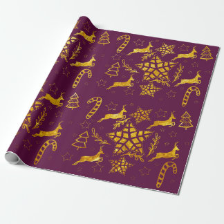 Regalo Papel de envolvimiento de Star Leap Burgundy