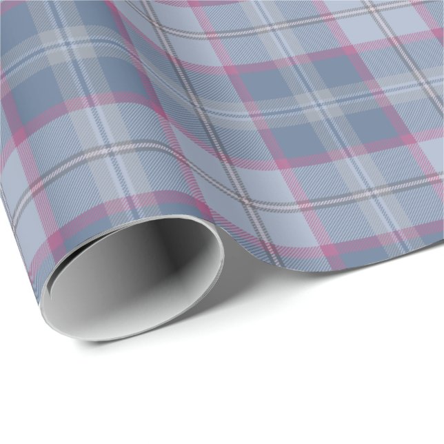 Regalo Papel de envolvimiento de tartán rosa y azul paste (Esquina del rollo)