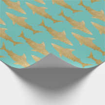 Papel de envolvimiento de tiburones de tono dorado