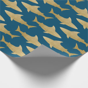 Regalo Papel de envolvimiento de tiburones de tono dorado