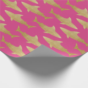 Regalo Papel de envolvimiento de tiburones de tono dorado