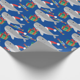Regalo Papel de envolvimiento de tiburones Santa Cute