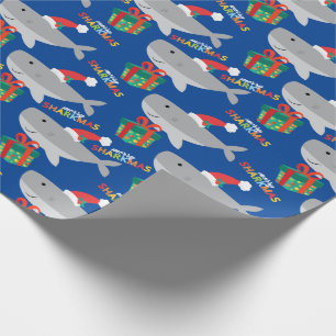 Regalo Papel de envolvimiento de tiburones Santa Cute