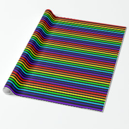 Regalo Papel de envolvimiento de tiras de arcoiris negro