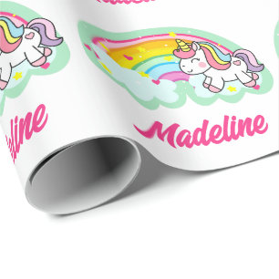 Regalo Papel de envolvimiento de unicornio con arcoiris p