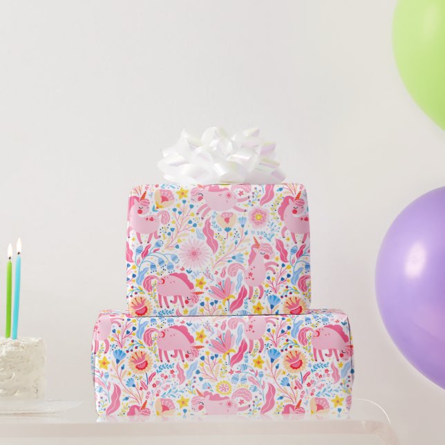 Regalo Papel de envolvimiento de Unicornio rosa (Regalos de fiesta)