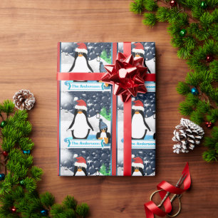 Regalo Papel de envolvimiento de vacaciones pingüino pers