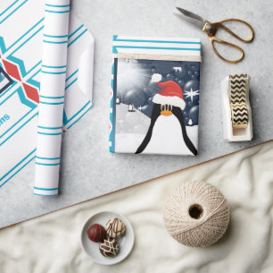 Regalo Papel de envolvimiento de vacaciones pingüino pers