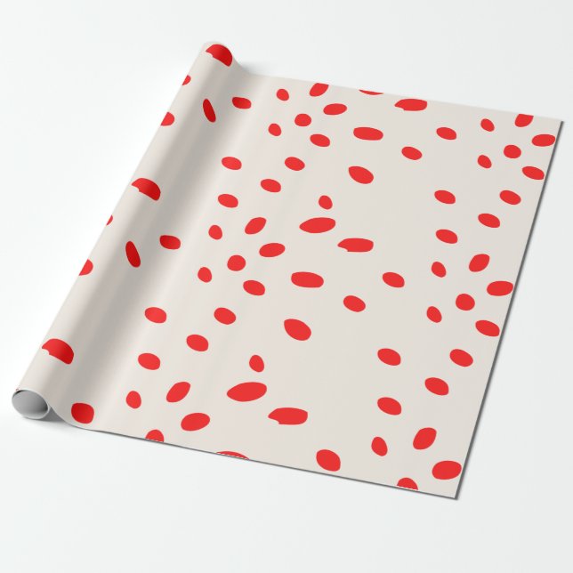 Regalo Papel de envolvimiento de vacaciones rojo y crema  (Desenrollado)