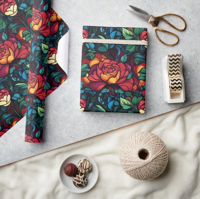 Regalo Papel de envolvimiento de vegetación de Rosa de ép (Artesanía)
