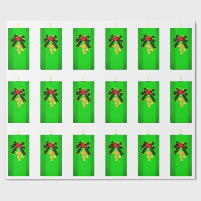 Regalo Papel de envolvimiento de velas de Navidades verde (Superficie plana)