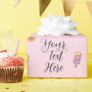 Regalo Papel de envolvimiento de verano rosa y Naranja