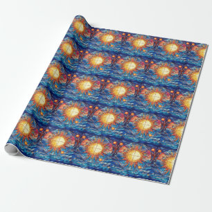 Regalo Papel de envolvimiento de vidrio manchado celeste