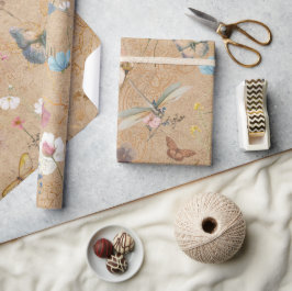 Regalo Papel de envolvimiento de vintage de mariposa