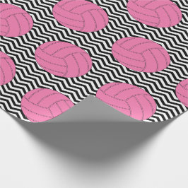 Regalo Papel de envolvimiento de voleibol rosado de chevr