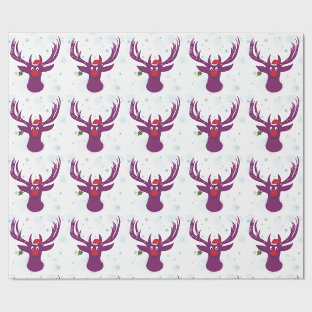 Regalo Papel de envolvimiento Deer Santa ChristmasMatte (Superficie plana)