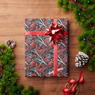 Regalo Papel de envolvimiento del cardenal navideño Feliz