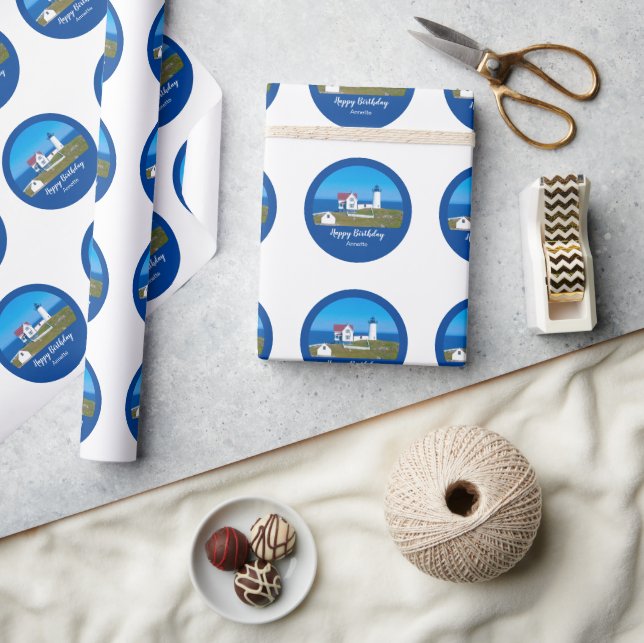 Regalo Papel de envolvimiento del faro nubble de cumpleañ (Artesanía)