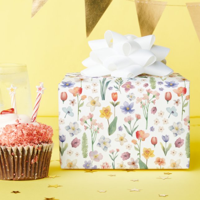 Regalo Papel de envolvimiento del jardín de flores silves (Fiesta de cumpleaños )