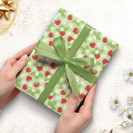 Regalo Papel de envolvimiento del patrón de fresas floral