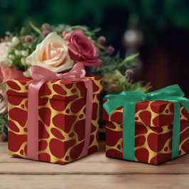 Regalo Papel de envolvimiento del patrón de jirafa rojo y