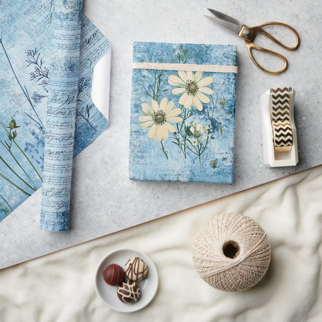 Regalo Papel de envolvimiento del patrón de las flores az (Artesanía)