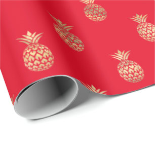Regalo Papel de envolvimiento del patrón de piña de oro