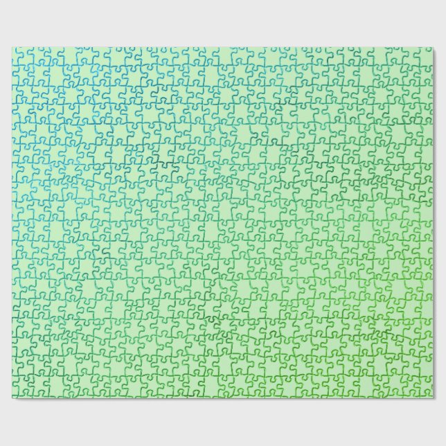 Regalo Papel de envolvimiento del rompecabezas azul verde (Superficie plana)