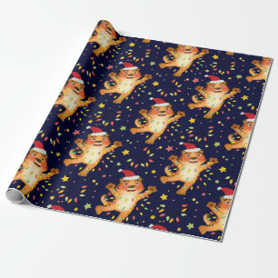Regalo Papel de envolvimiento del tigre navideño