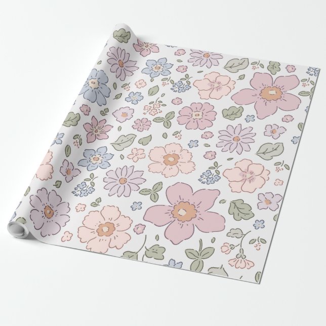 Regalo Papel de envolvimiento Ditsy Floral Baby Shower (Desenrollado)