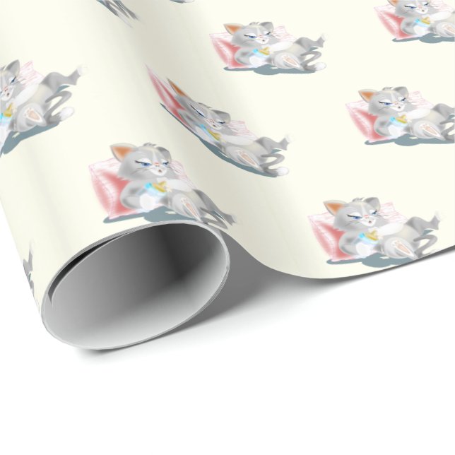 Regalo Papel de envolvimiento divertido para gato bebé (Esquina del rollo)
