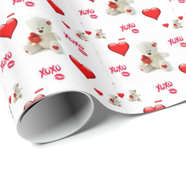 Regalo Papel de envolvimiento el día de San Valentín Oso  (Esquina del rollo)