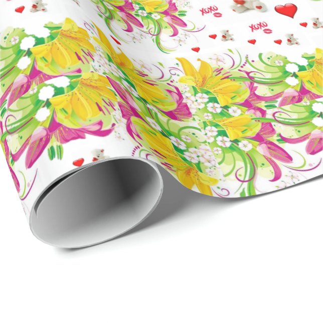 Regalo Papel de envolvimiento el día de San Valentín Oso  (Esquina del rollo)