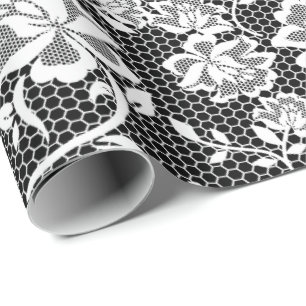 Regalo Papel de envolvimiento elegante de encaje negro y