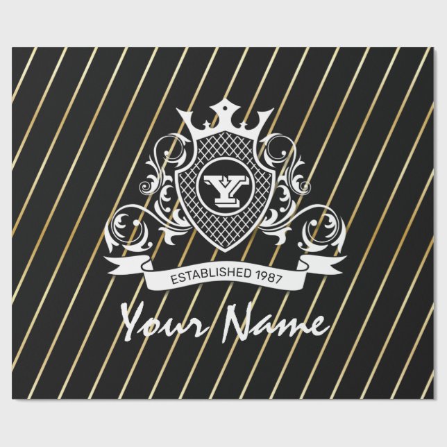 Regalo Papel de envolvimiento elegante de Monagram Blanco (Superficie plana)