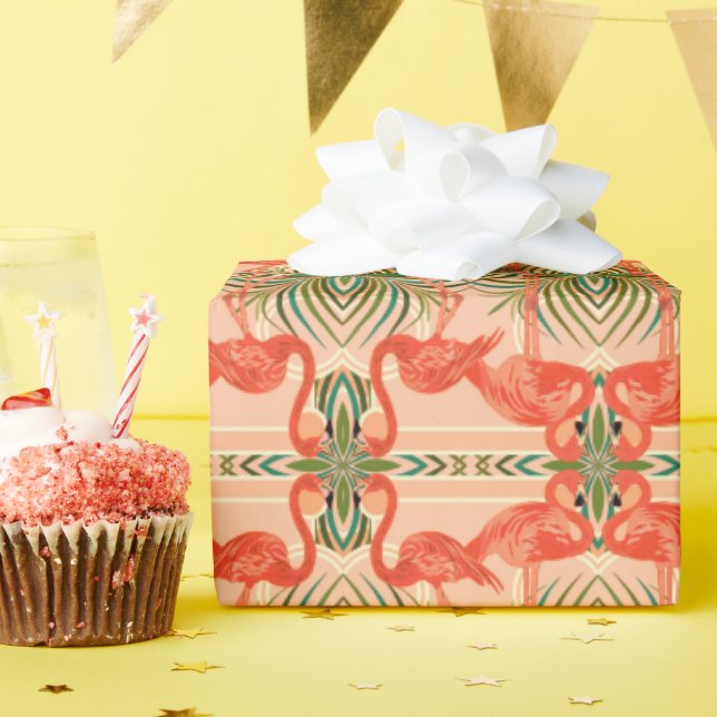 Regalo Papel de envolvimiento Flamingo Tropical Art Deco (Fiesta de cumpleaños )