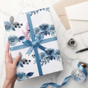 Regalo Papel de envolvimiento floral azul turbio
