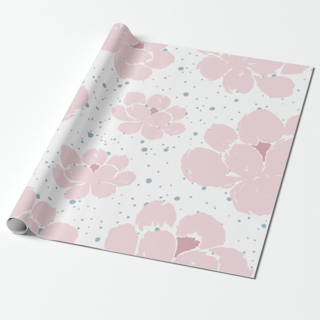Regalo Papel de envolvimiento floral de moda en boho rosa (Desenrollado)