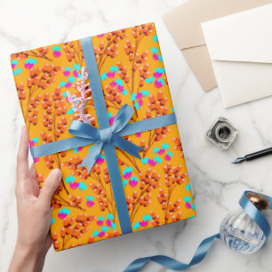 Regalo Papel de envolvimiento floral de otoño de naranja