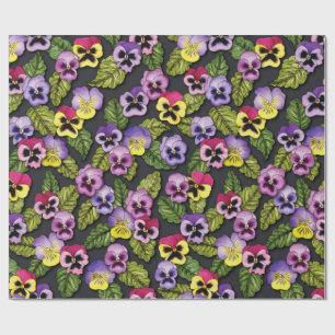 Regalo Papel de envolvimiento floral de pansies morados