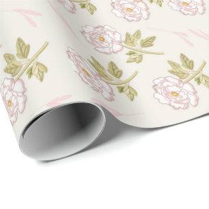 Regalo Papel de envolvimiento floral de peones románticos