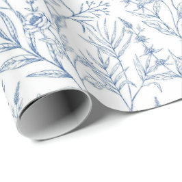 Regalo Papel de envolvimiento floral de tela azul Dainty