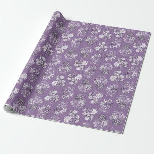 Regalo Papel de envolvimiento floral monocromo de lavanda