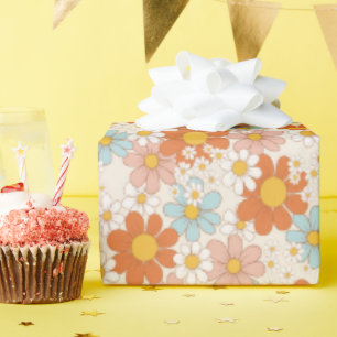 Regalo Papel de envolvimiento floral Naranja rosa Retro P