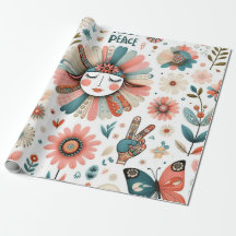 Papel de envolvimiento floral Peace & Love Boho